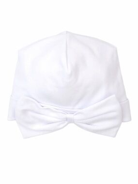 NWOT Kissy kissy White Baby Hat with Bow Size newborn